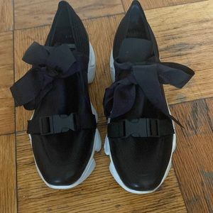 Ultra comfy sneakers faux leather with buckle and bow tie